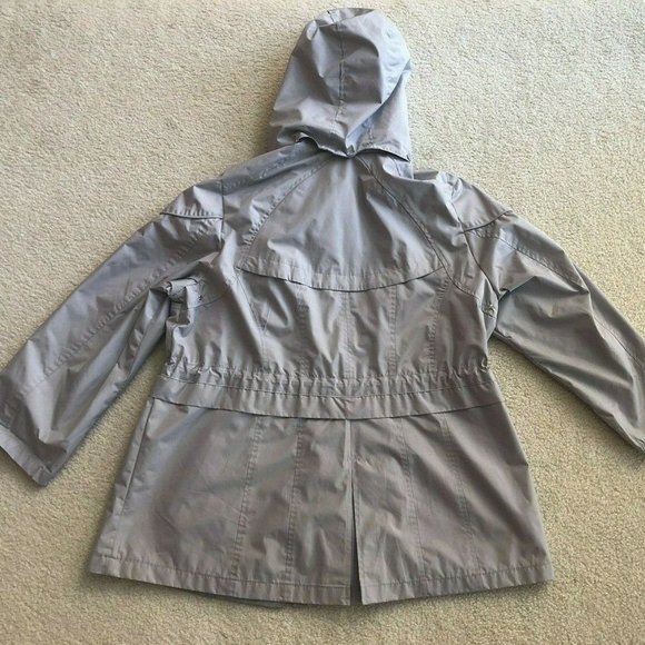INTL DETAILS Women's Rain Jacket Coat XL Gray Lightweight Removable Hood - Picture 11 of 14